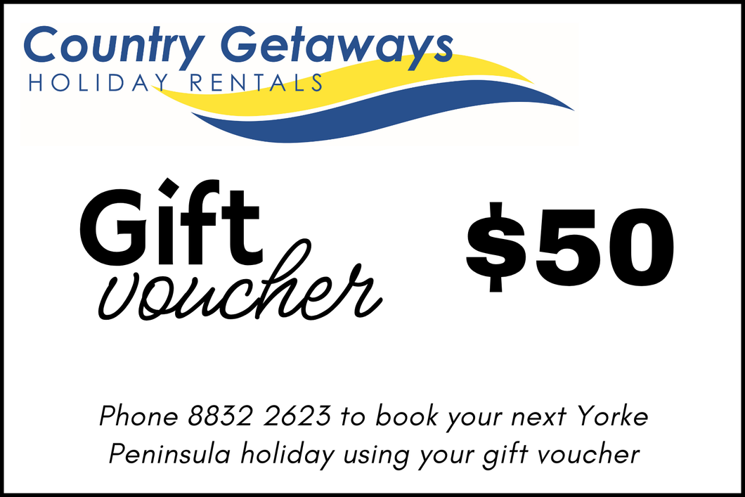 Country Getaways gift voucher - $50